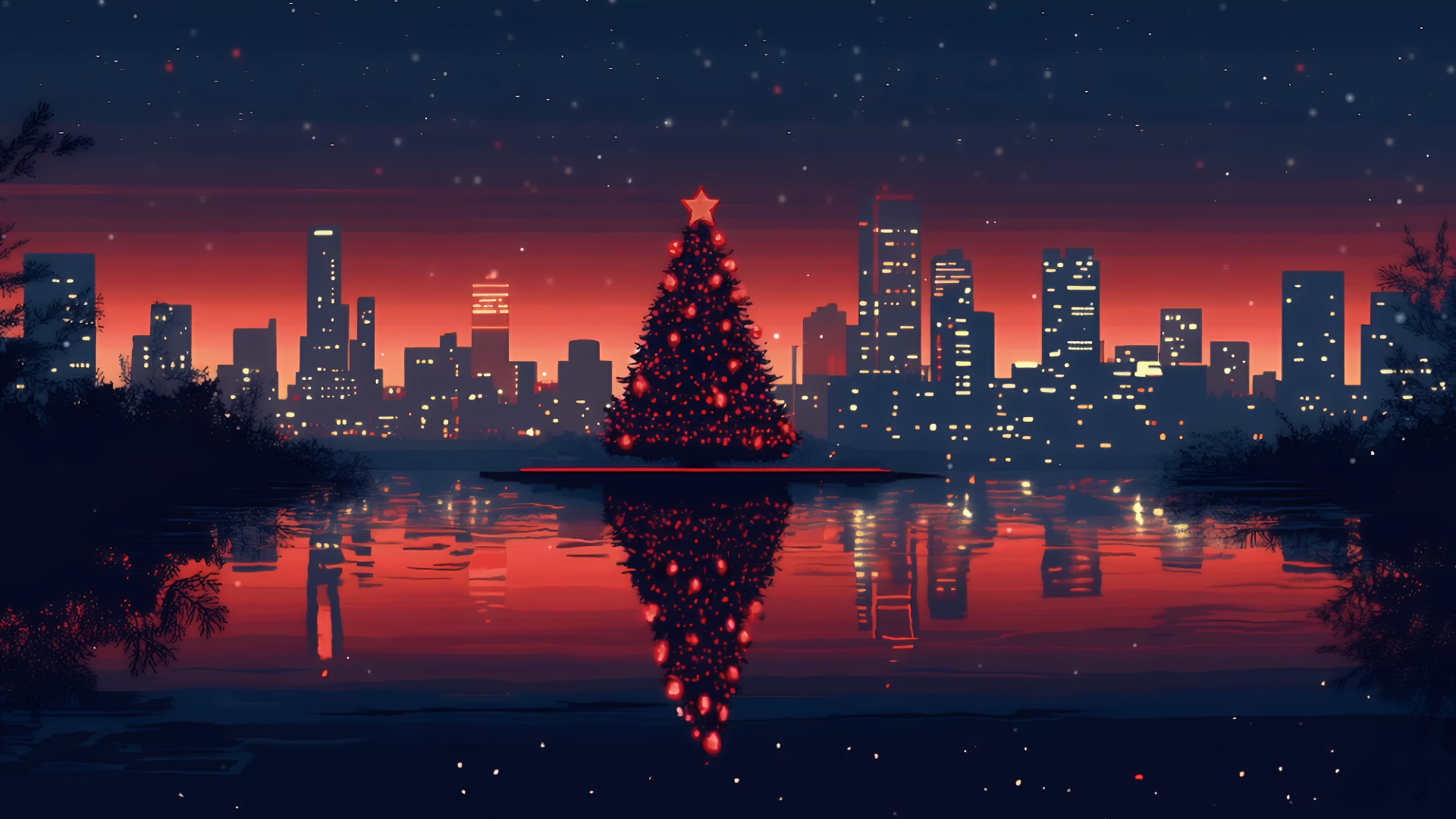 red-christmas-tree-4k