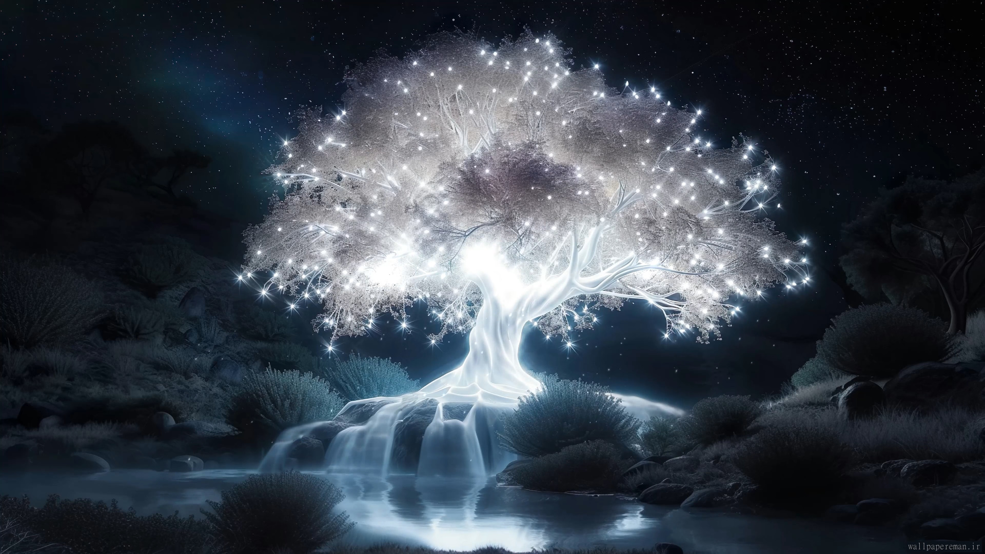 white-shining-tree-4k